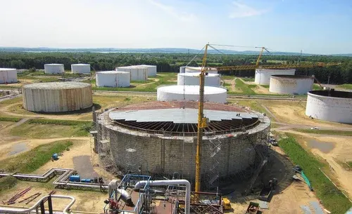 Industrial tank undergoing refurbishment Industrial Tank Refurbishment Process Astha Tank Construction